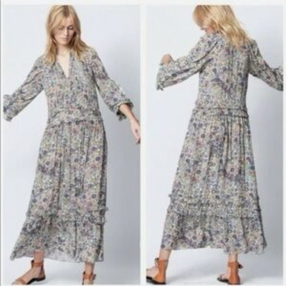 Zadig & Voltaire summer / spring Tiered Ruffled maxi dress medium - Picture 4 of 11